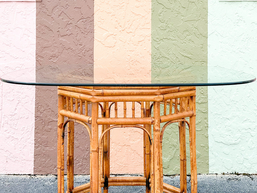 Tortoiseshell Rattan Brighton Style Dining Table