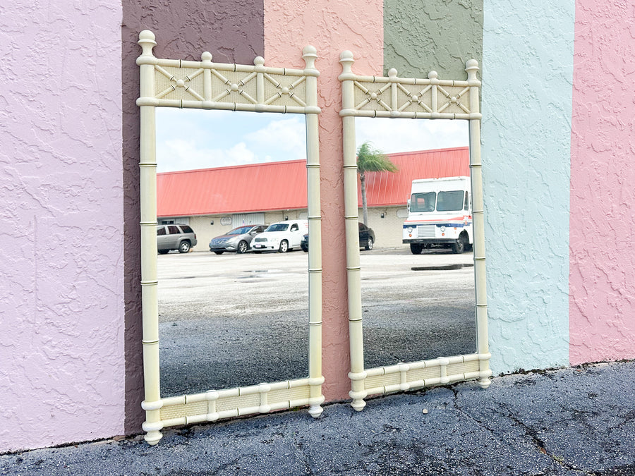 Pair of Palm Beach Style Faux Bamboo Mirrors