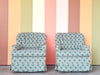 Pair of Shell Motif Upholstered Swivel Chairs