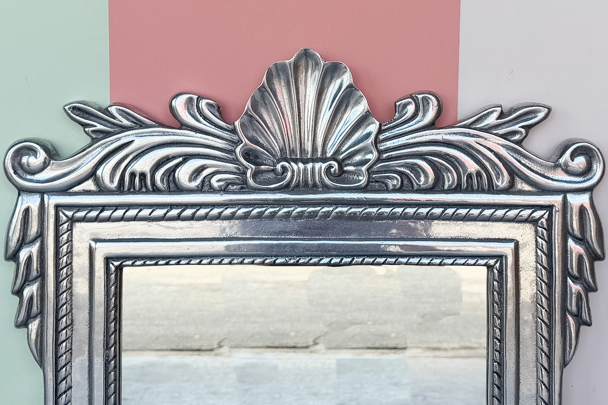 Pressed Metal Shell Motif Mirror