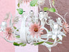 Sweet Pink and Green Floral Tole Chandelier