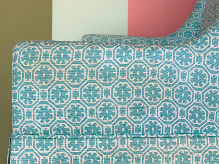 Turquoise Upholstered Slipper Chair