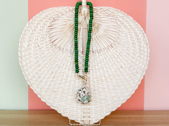 Palm Beach Regency Shell and Gemstone Necklace - Green