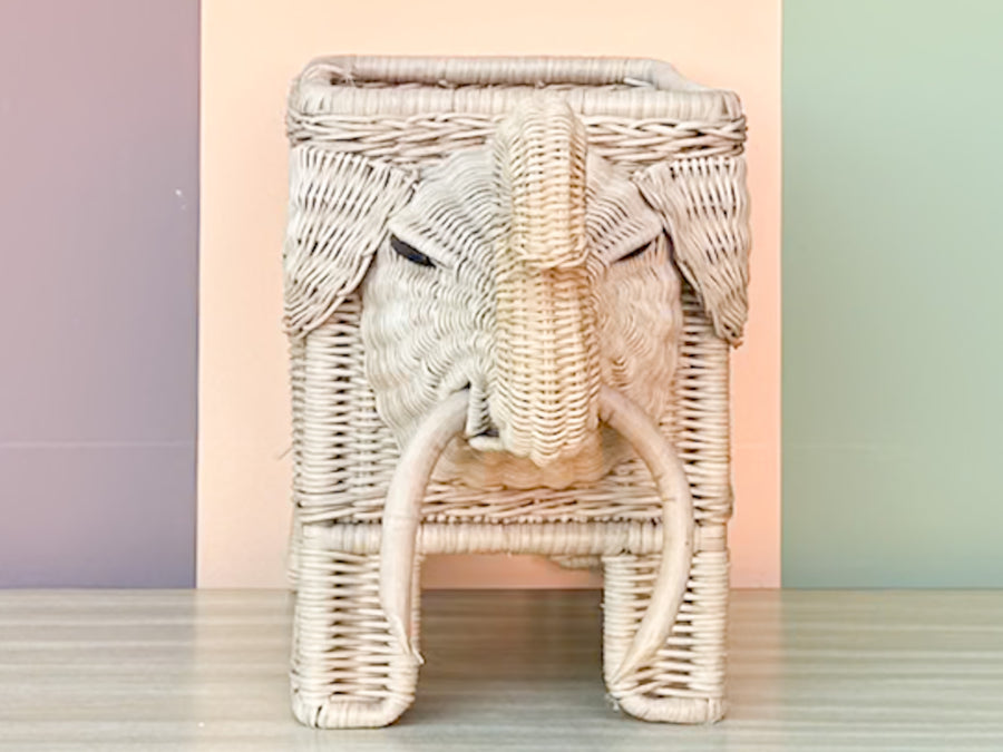 Wicker Elephant Cachepot