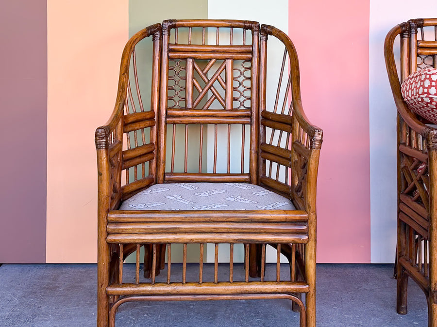 Pair of Brighton Style Rattan Arm Chairs