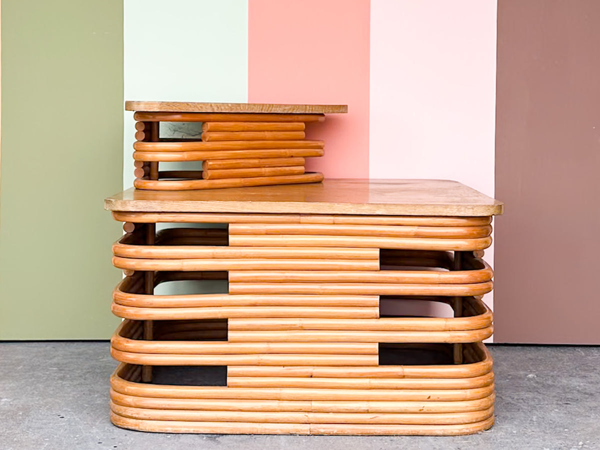 Frankl Style Rattan Corner Side Table