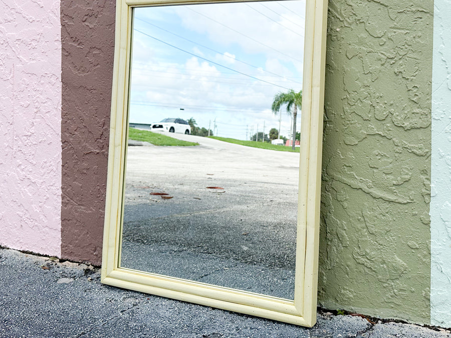 Yellow Ficks Reed Lattice Rattan Mirror