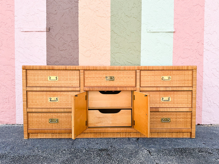Coastal Chic Rattan Wrapped Dresser