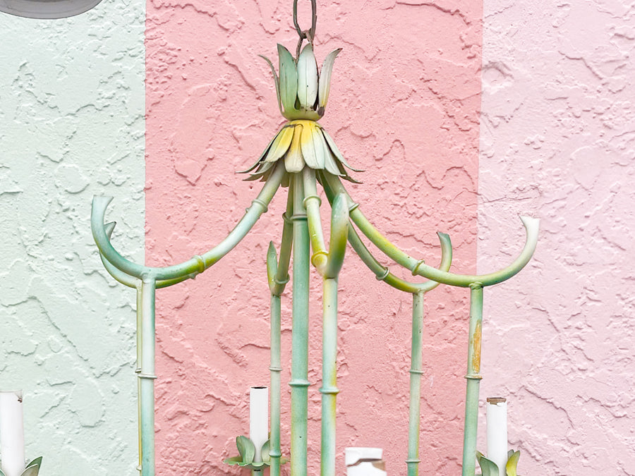 Large Faux Bamboo Pagoda Chandelier