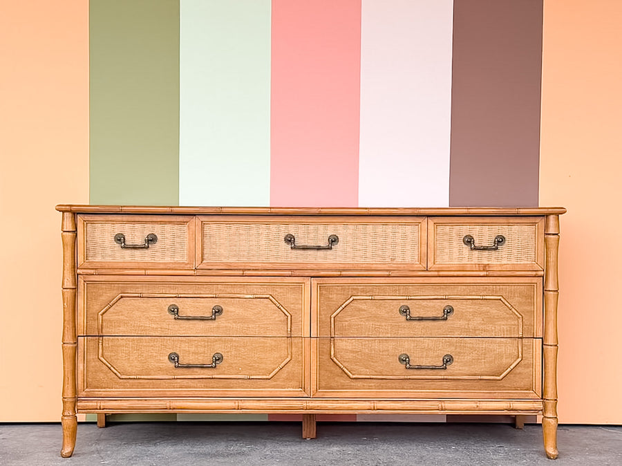 Natural Faux Bamboo Dresser