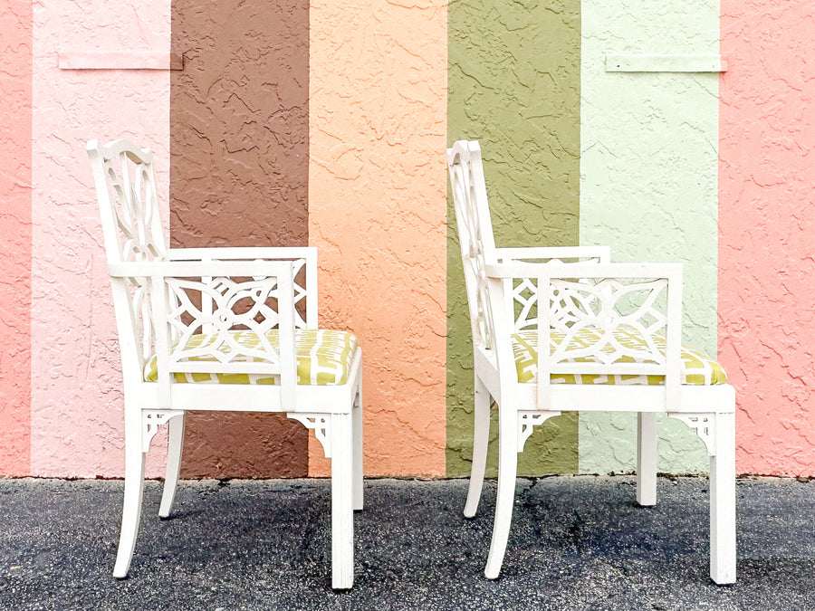 Pair of Flower Fretwork Arm Chairs