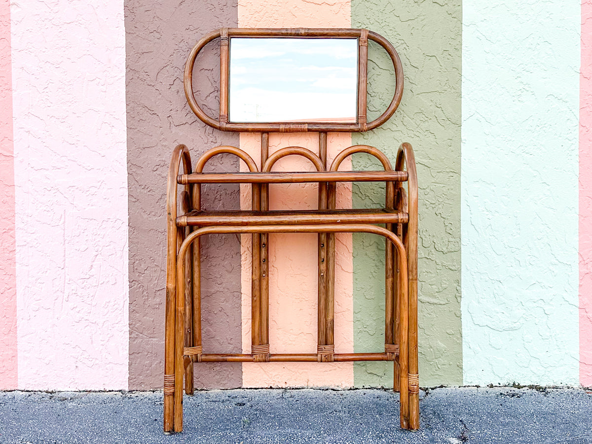 Mirrored Rattan Vanity