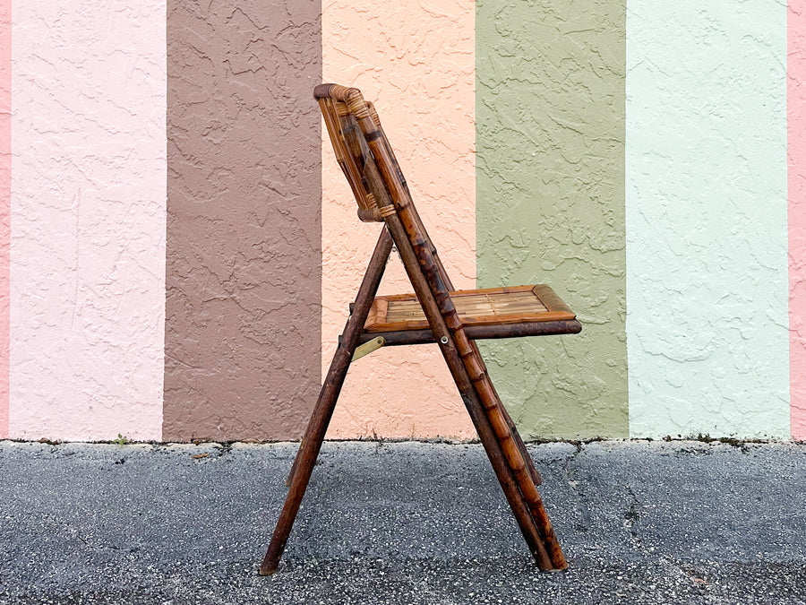 Set of Four Bamboo Folding Chairs