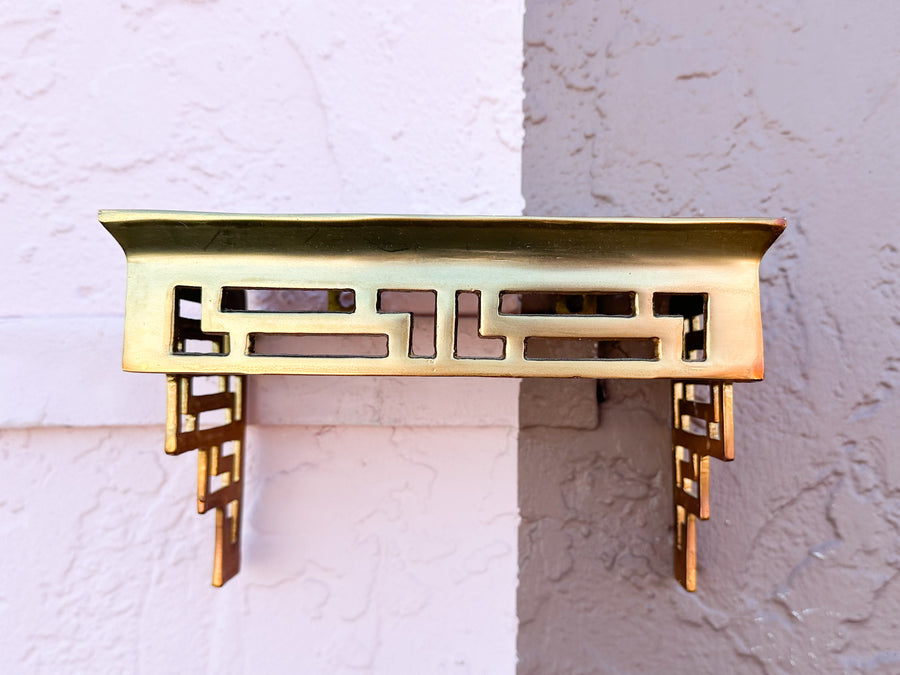 Pair of Brass Asian Inspired Shelves