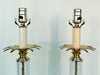 Pair of Brass and Crackle Glass Palm Tree Lamps