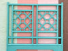 Turquoise Fretwork Rattan Twin Headboards