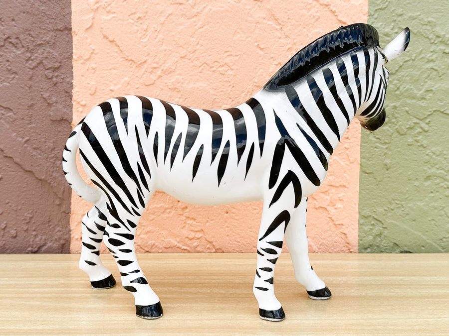 Ceramic Standing Zebra Statue