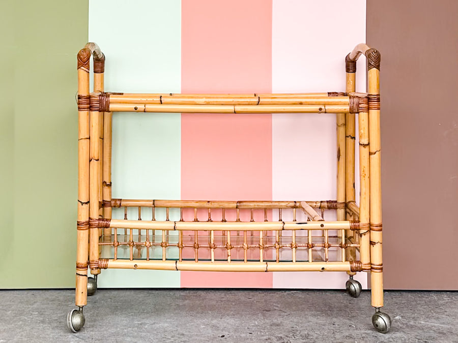 Old Florida Rattan Bar Cart