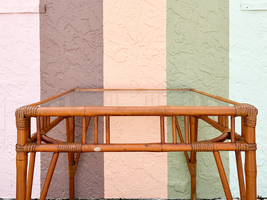 Old Florida Rattan Game Table
