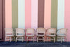 Set of Six Ficks Reed Rattan and Cane Barrel Chairs on Casters
