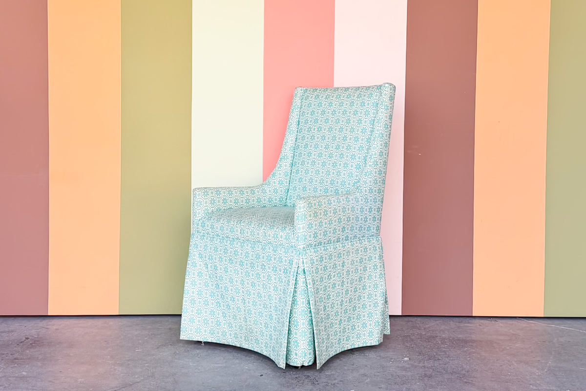 Turquoise Upholstered Slipper Chair