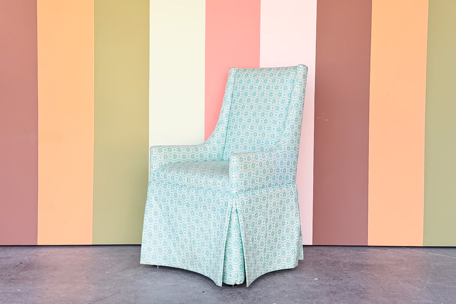 Turquoise Upholstered Slipper Chair
