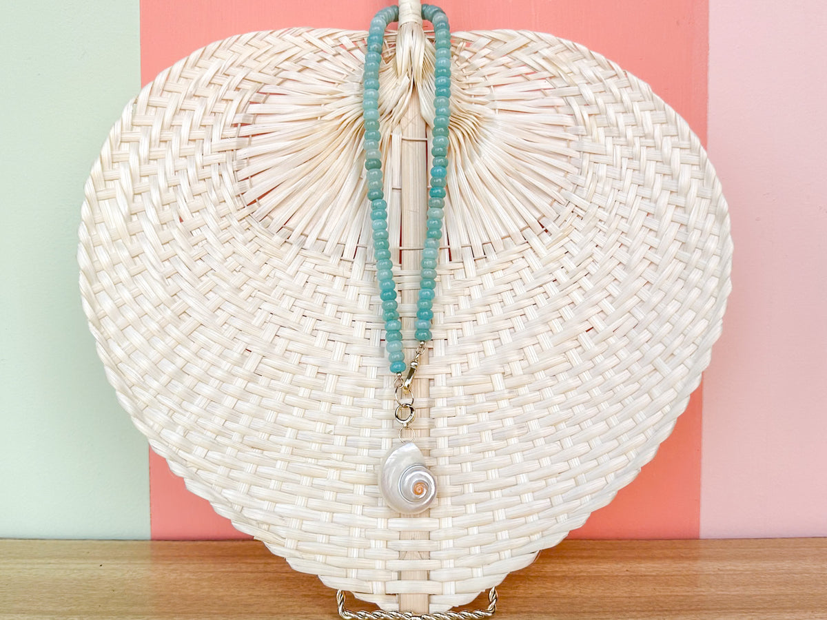 Palm Beach Regency's Aqua Amazonite Gemstone and Shell Necklace