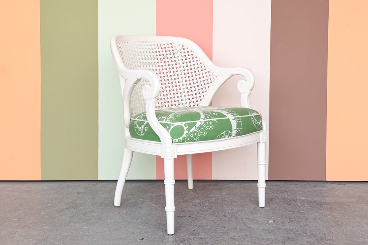 Faux Bamboo and Cane Barrel Chair
