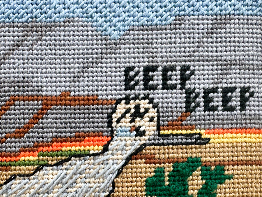 Beep Beep Roadrunner Needlepoint Framed Art