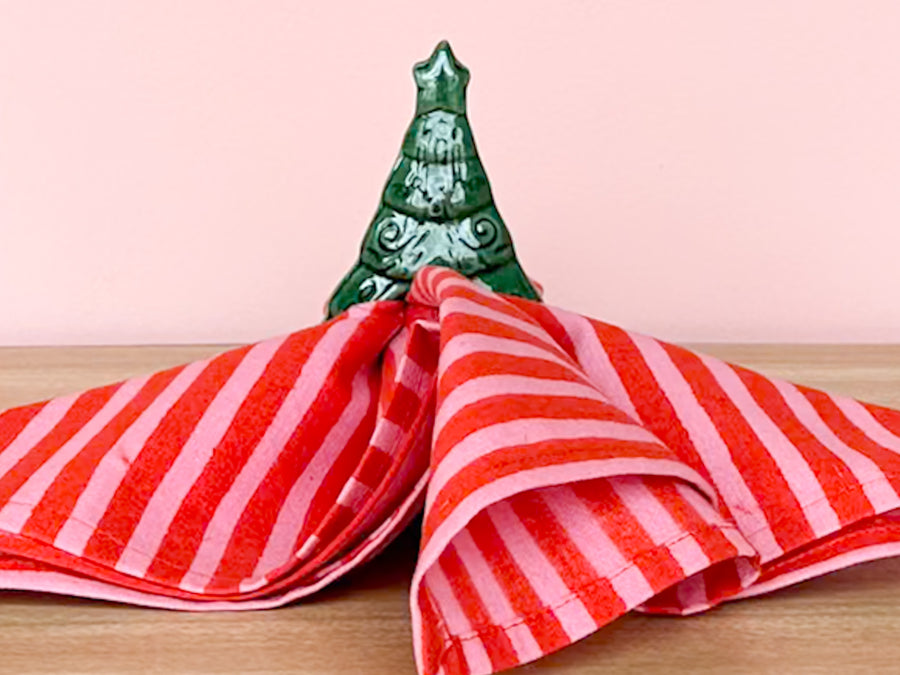 Set of Eight Ceramic Tree Napkin Rings
