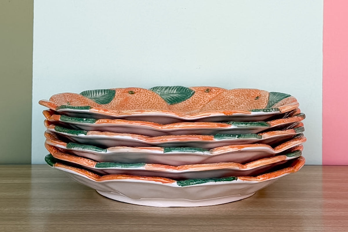 Set of Six Fitz and Floyd Orange Plates