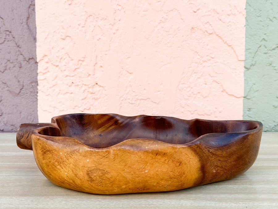 Pair of Fall Leaf Monkey Pod Bowls with Spoon