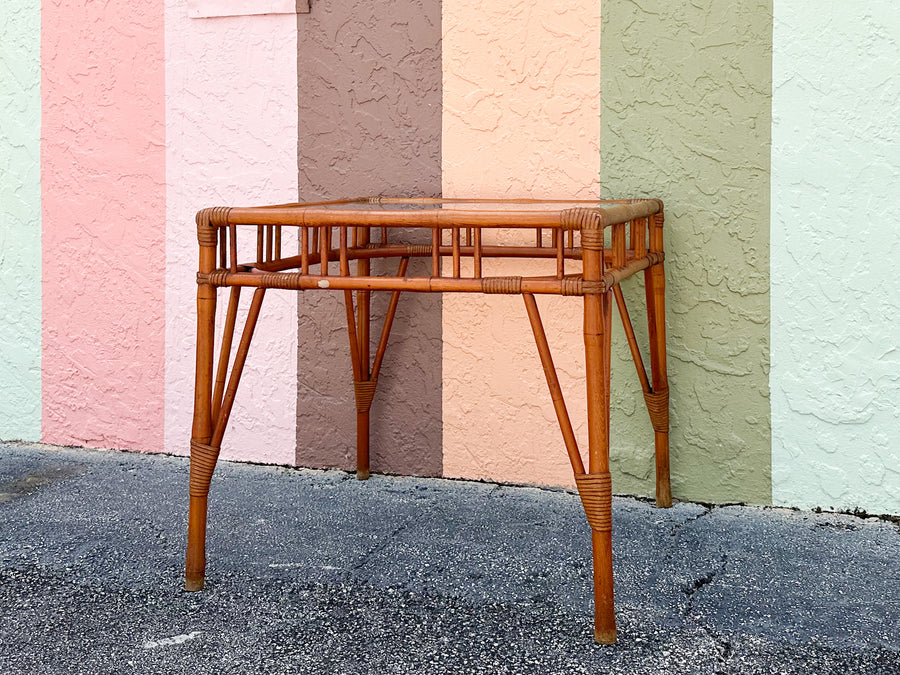 Old Florida Rattan Game Table