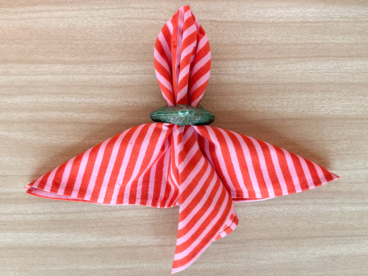 Set of Eight Ceramic Tree Napkin Rings