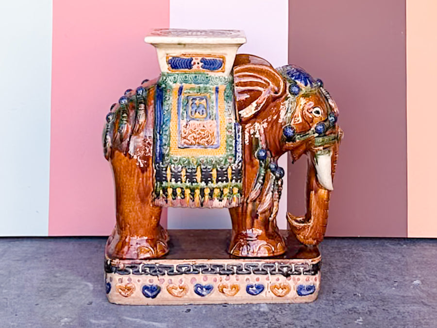Colorful Terracotta Elephant Garden Seat