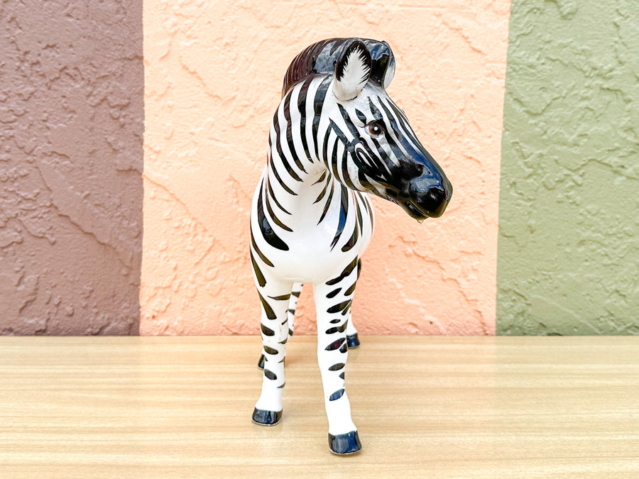 Ceramic Standing Zebra Statue