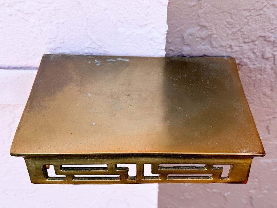 Pair of Brass Asian Inspired Shelves