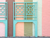 Turquoise Fretwork Rattan Twin Headboards