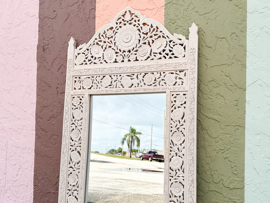 Wood Carved Moroccan Mirror