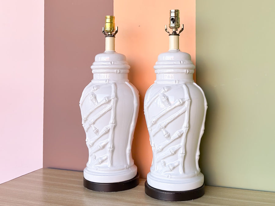 Pair of Faux Bamboo Lamps