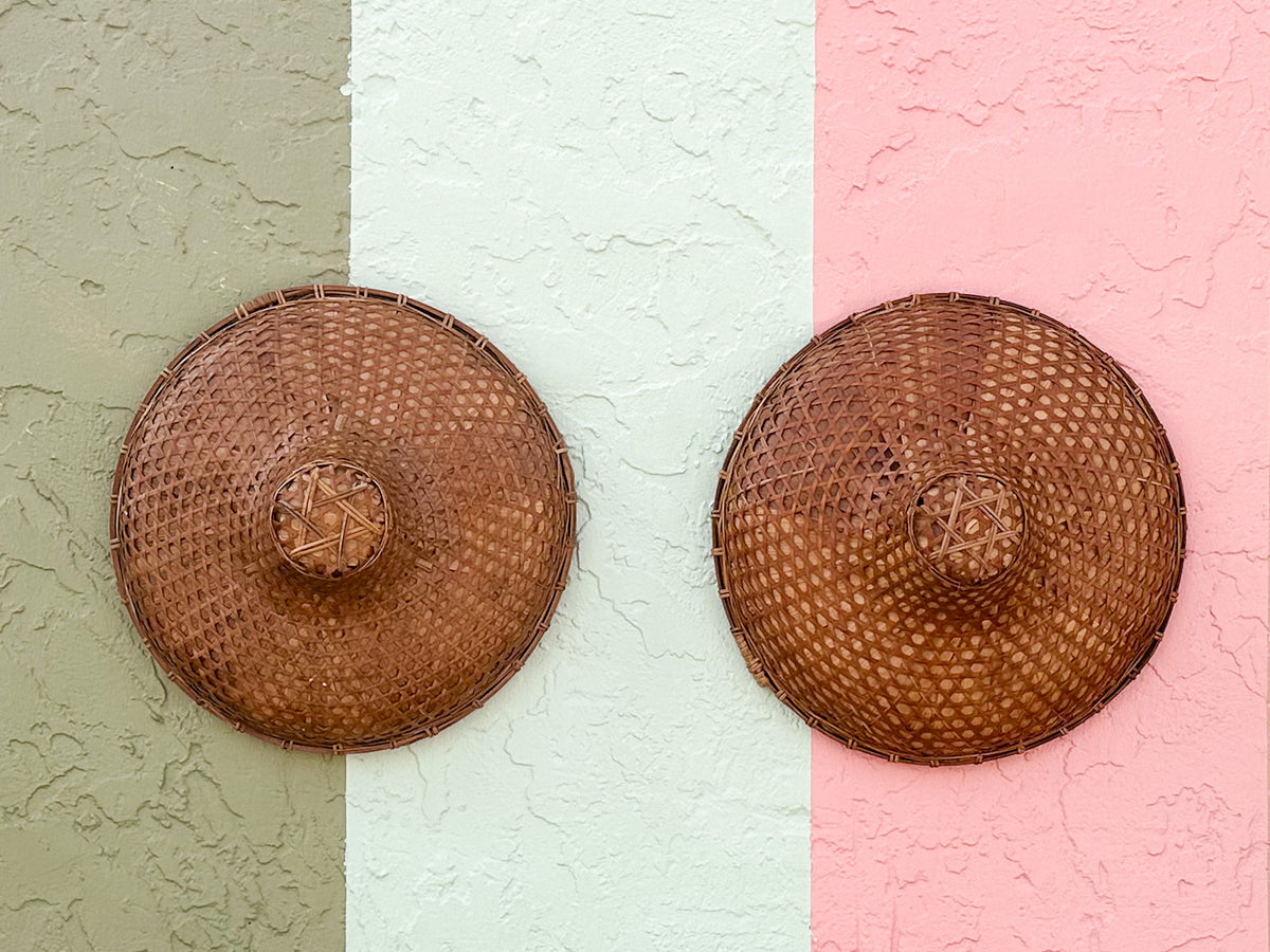 Pair of Cane and Rattan Hats