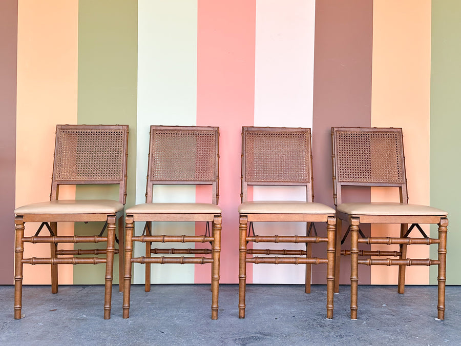 Faux Bamboo Folding Tables and Chairs Set