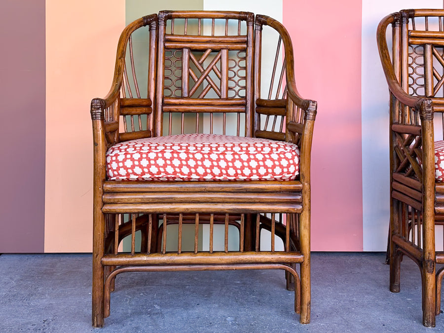 Pair of Brighton Style Rattan Arm Chairs