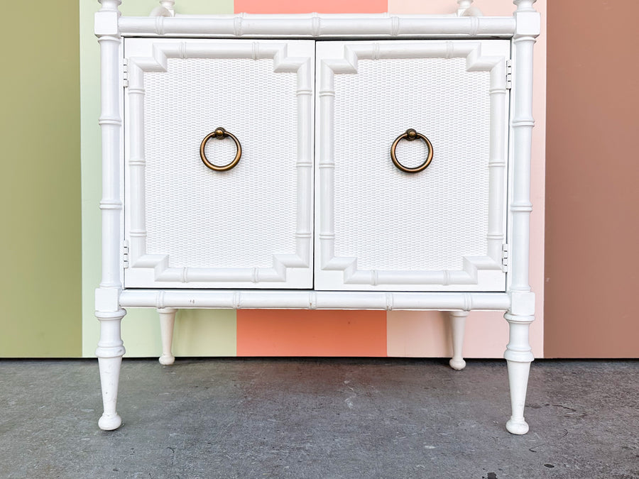 Pair of Drexel Faux Bamboo Nightstands