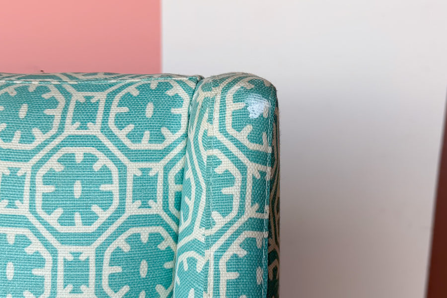 Turquoise Upholstered Slipper Chair