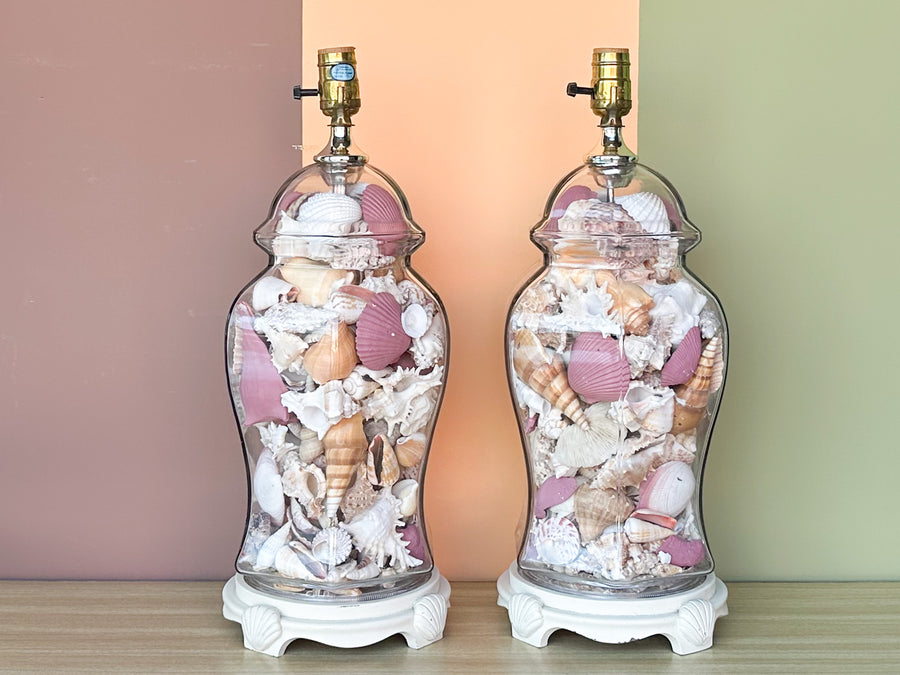 Pair of Old Florida Shell Lamps