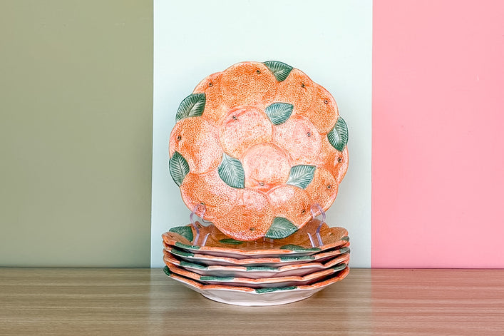 Set of Six Fitz and Floyd Orange Plates