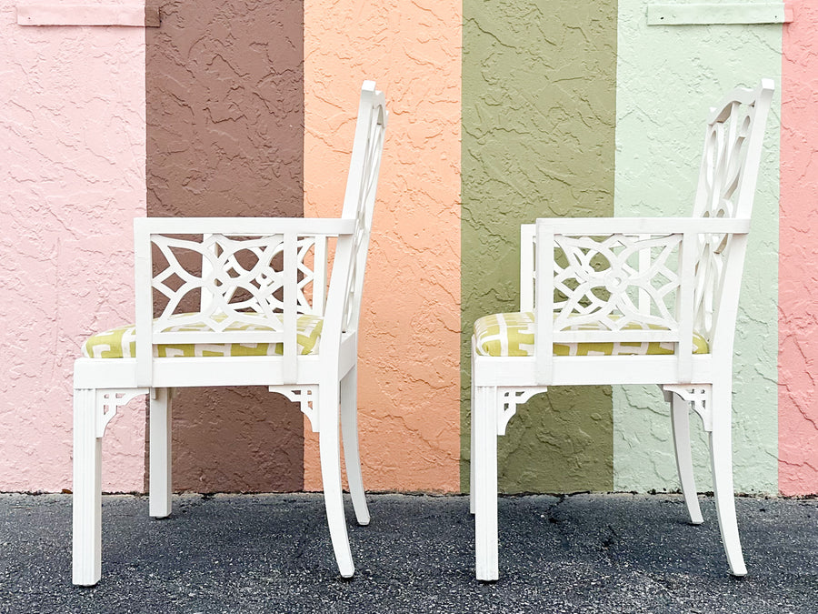 Pair of Flower Fretwork Arm Chairs