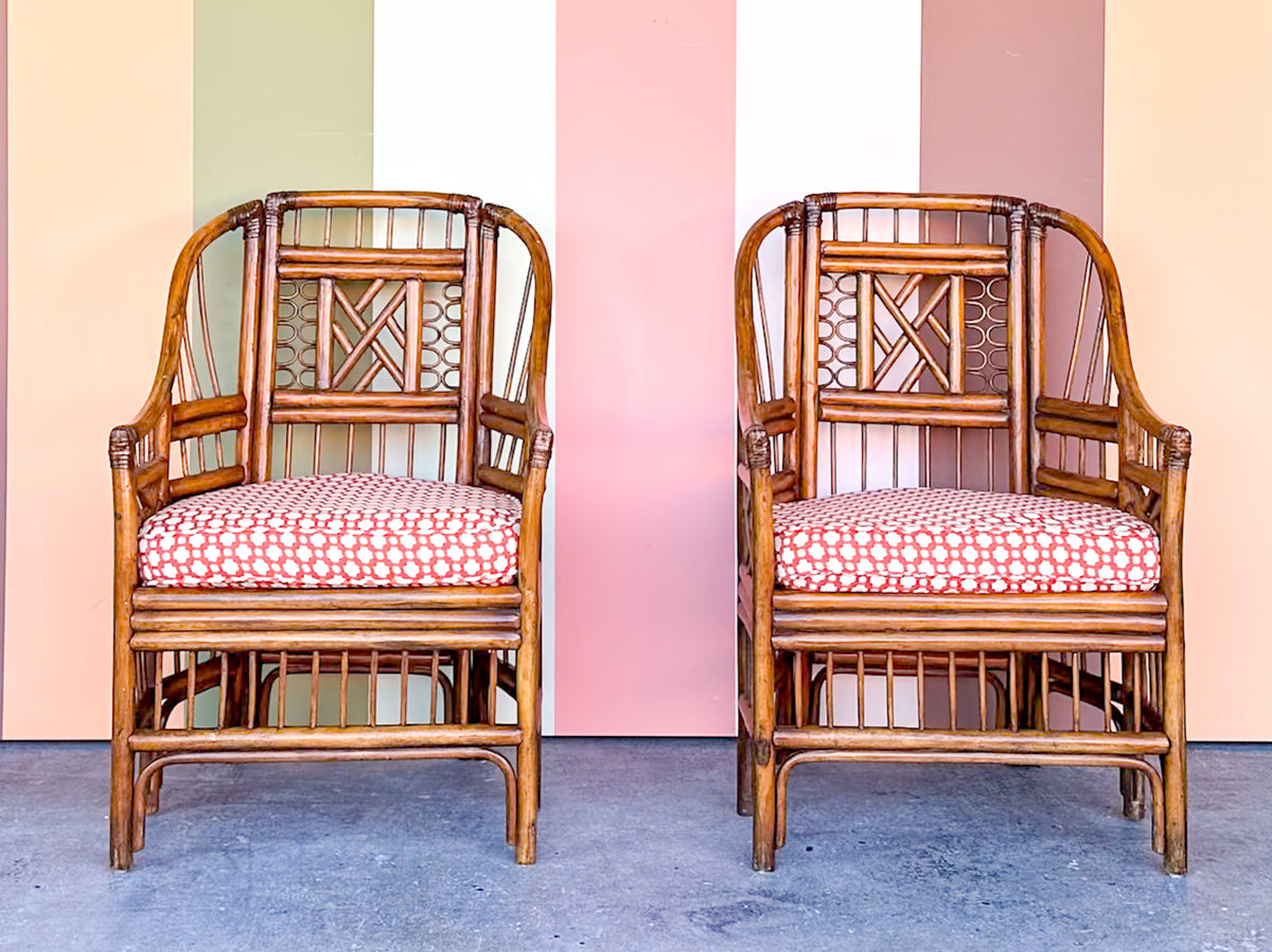 Pair of Brighton Style Rattan Arm Chairs