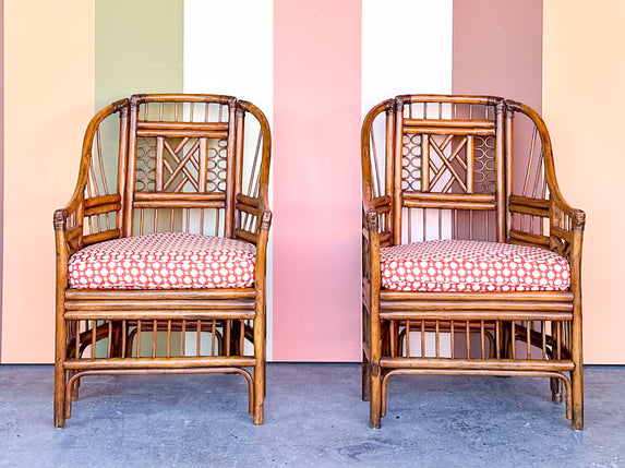 Pair of Brighton Style Rattan Arm Chairs